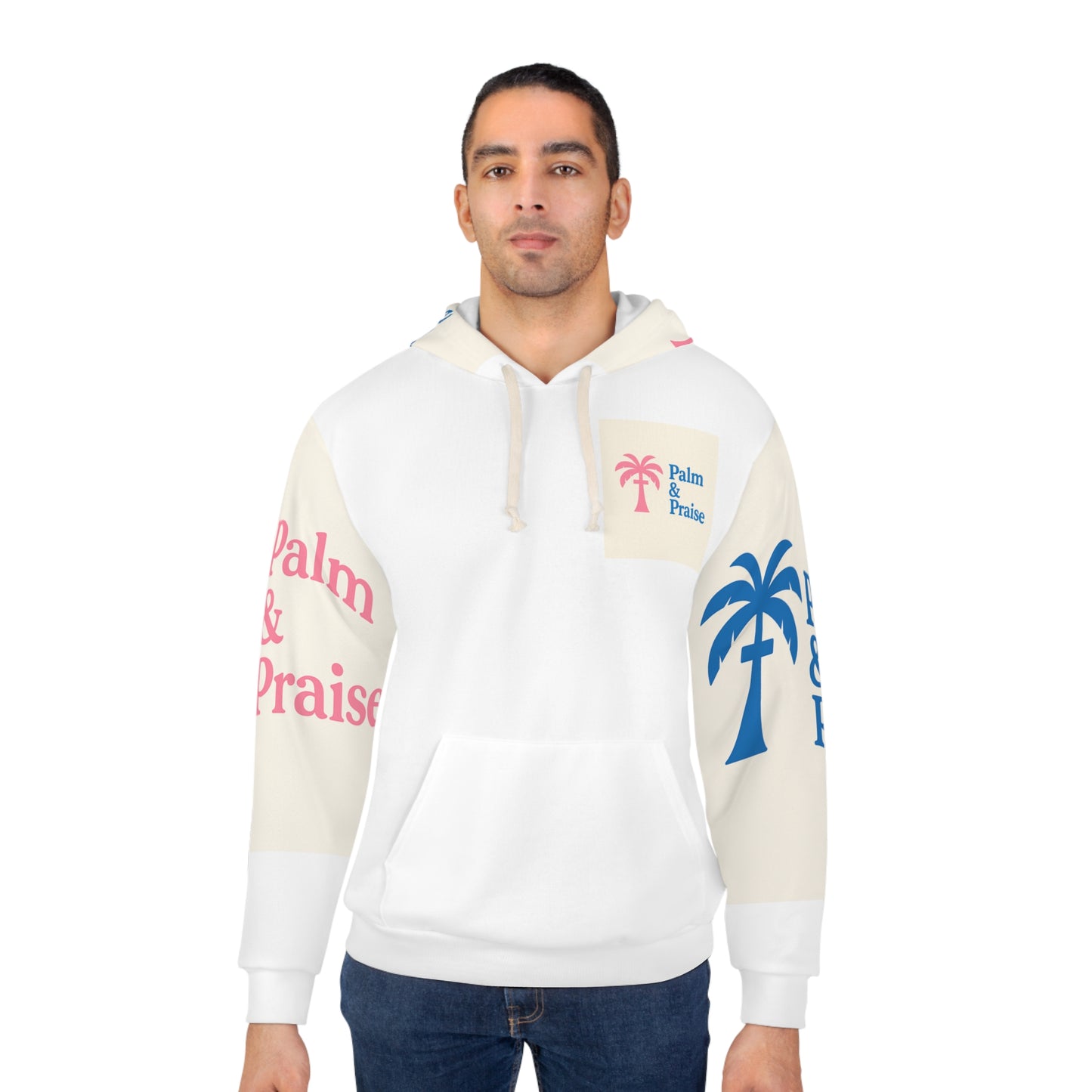 Tropical Graphic Hoodie, Palm & Praise Unisex Pullover, Beach Vacation Wear, Christian Apparel, Casual Spring Fashion
