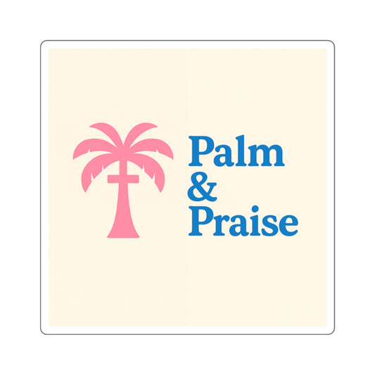 Palm & Praise Square Stickers | Tropical Vibe, Laptop Decor, Party Favors, Gift Tags, Faith & Love