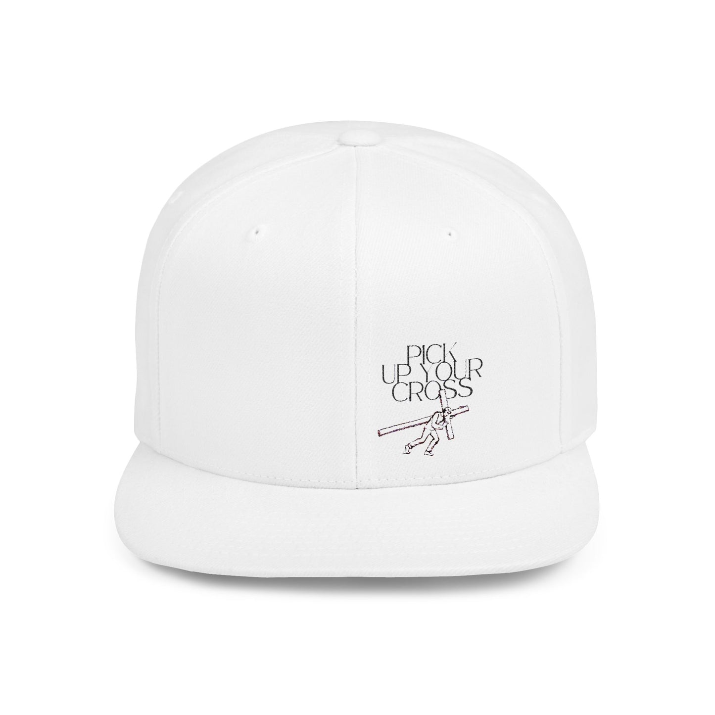 Inspirational Flat Bill Snapback Hat - 'Pick Up Your Cross'
