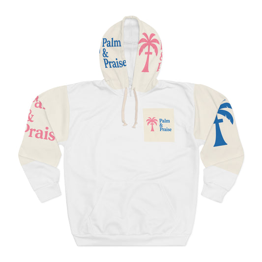 Tropical Graphic Hoodie, Palm & Praise Unisex Pullover, Beach Vacation Wear, Christian Apparel, Casual Spring Fashion
