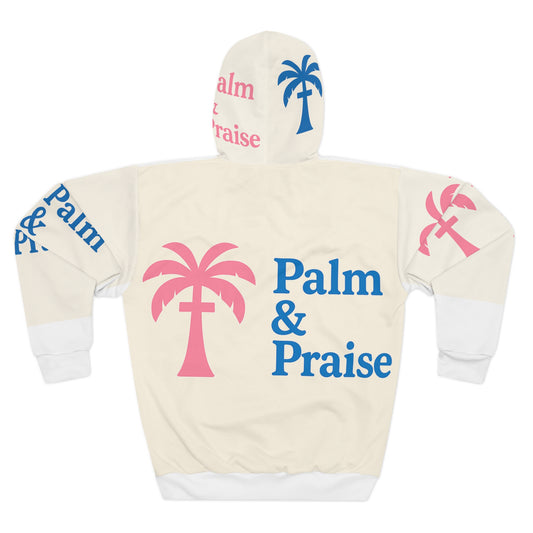 Tropical Graphic Hoodie, Palm & Praise Unisex Pullover, Beach Vacation Wear, Christian Apparel, Casual Spring Fashion