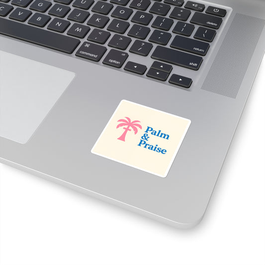 Palm & Praise Square Stickers | Tropical Vibe, Laptop Decor, Party Favors, Gift Tags, Faith & Love